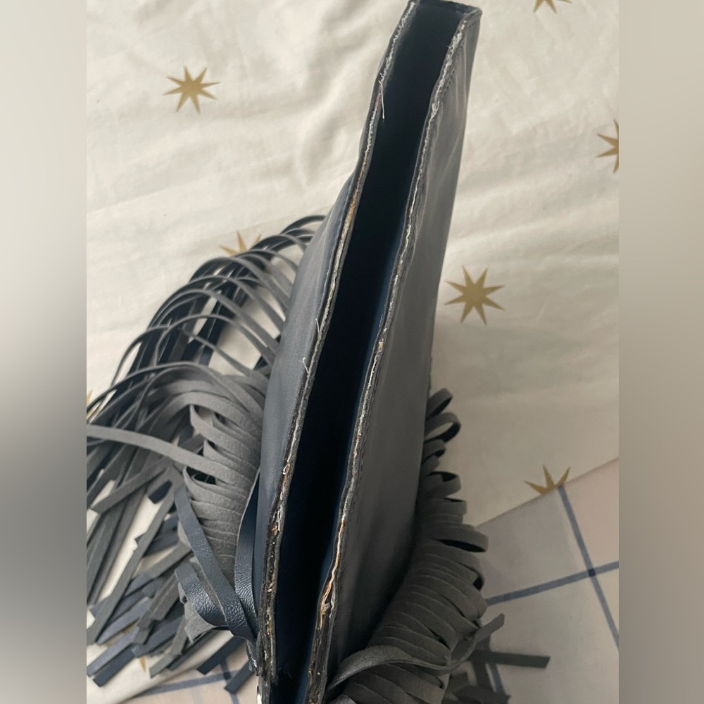 SASH Faux Leather Fringe Crossbody Bag Blue Blaze - Picture 11 of 11
